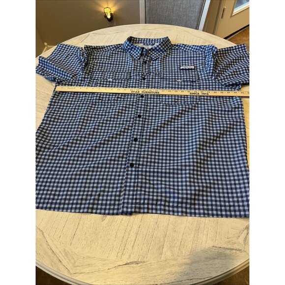 Habit Mens 2XL Blue Plaid Short Sleeve Vented Fishing Shirt Vented Back UPF 40 - Picture 7 of 9